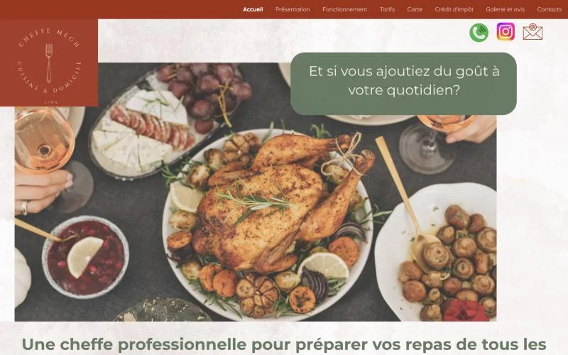 Ancien site de Cheffe Megh, fait sur Canva