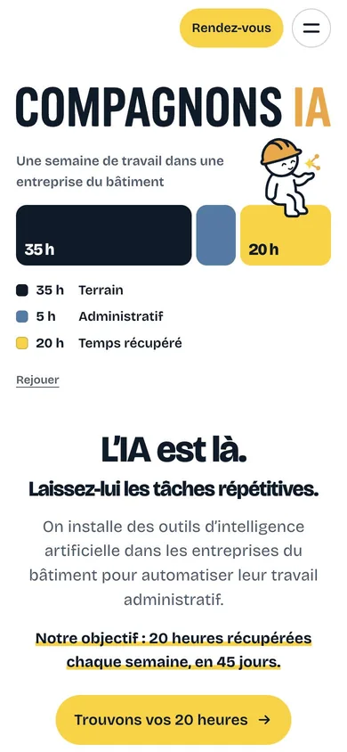 Accueil du site Compagnons IA sur téléphone