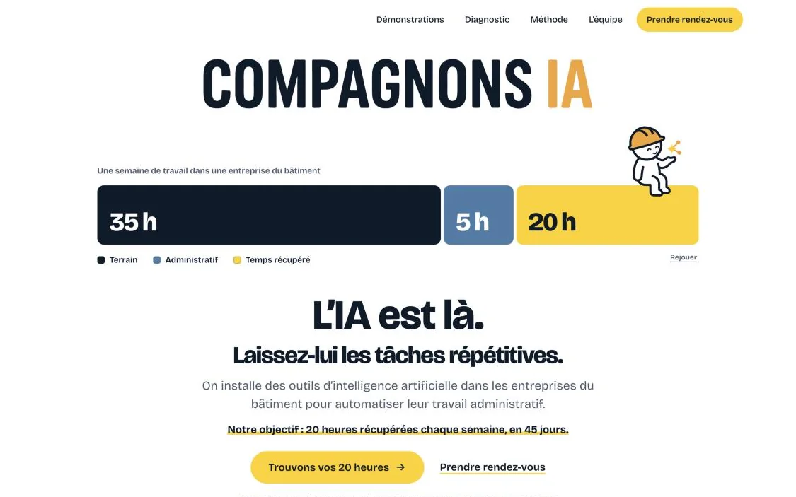 Accueil du site Compagnons IA sur ordinateur