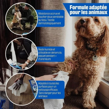 Visuel produit en français : lingettes UltraGrime pour les animaux